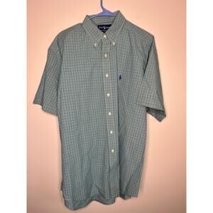 2000s Ralph Lauren Blake Green Blue Window Pane Old Money Yacht Camp Shirt XL